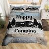 Happy Camping Dekbedovertrek Queen Cartoon Caravan Camping Beddengoedset Boerderij Stijl 3D Camper Dekbedovertrek Met Kussenslopen