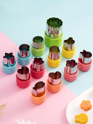 Leeseph 12-teiliges Gemüseschneider-Formen-Set, Mini-Ausstechformen, Obstausstecher, Lebensmittelausstecher für Kinder, Gebäckstempel, Form für Kekse