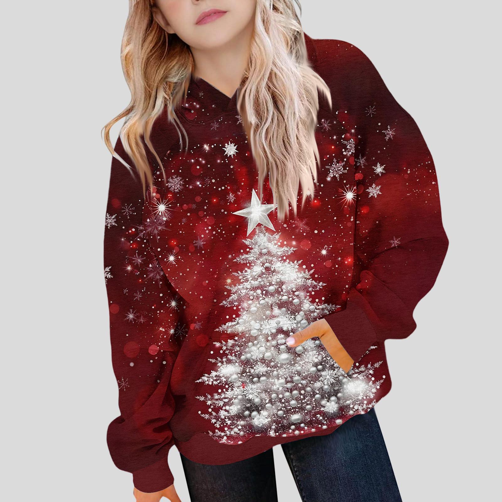 

Детская толстовка для девочек, градиентный цвет, длинный рукав, капюшон, карман, толстовка 160 винный