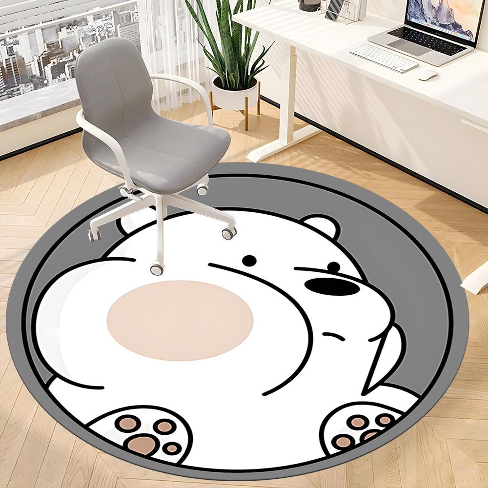 1pc We Bare Bears Office Round Area Rug, Under Office Chairs Bedroom Living Room Home Decor, Room Deco, Available In Various Sizes