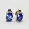 NATURAL Blue Tanzanite 6mm X 4mm Stud Earring 925 Sterling Silver CERTIFIED