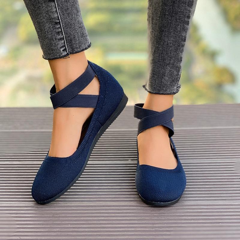 Women's Flat Shoes Autumn New Style Comfortable Solid Color Ladies Knitted Low-top Shoes Women's Fashion Casual Flat Loafers