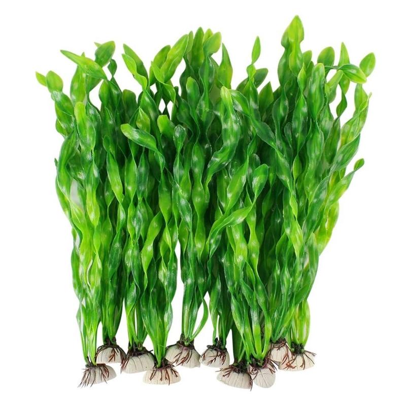 Pack Of 10 Aquarium Landscape Realistic Spirals Water Plant With Ceramic Base For Fishtanks Decoration Safe for Fish