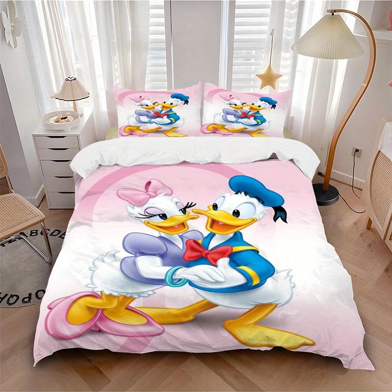3pcs Donald Duck & Daisy Duck Couples Bedding Set Includes Quilt Cover and Pillowcases, Suitable for All Seasons S043