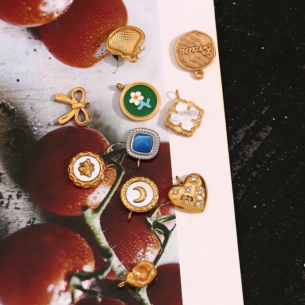 MamacitaSlay Handmade DIY Heart Butterfly Knot Moon 18k gold plated charms for jewelry making Waterproof Pendant cute charms