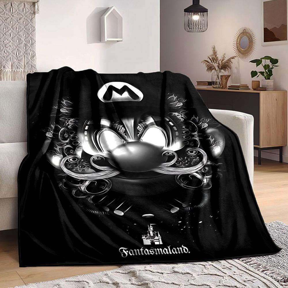 1pc Fantasmaland. Mario Flannel Throw Blanket HD Printed Lightweight Soft Warm All Season Blanket for Sofa, Bed, Travel, Camping Machine Washable