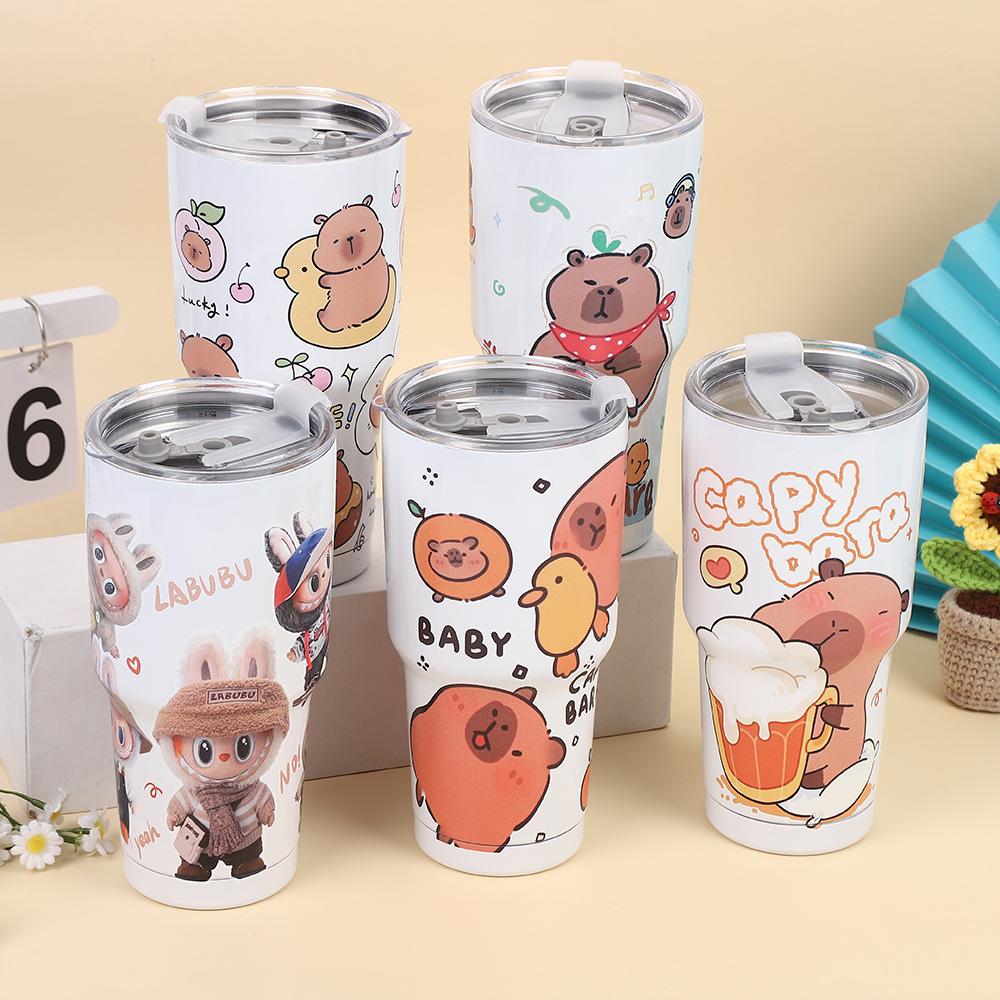 

Pattern Bingba Cup 30oz Car Cup 304 Stainless Steel Vacuum Straw Water Cup 30oz