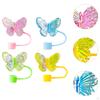 4 Pack of Drinking Straw Caps for 10mm Straws, Butterfly Design, Silicone Toppers