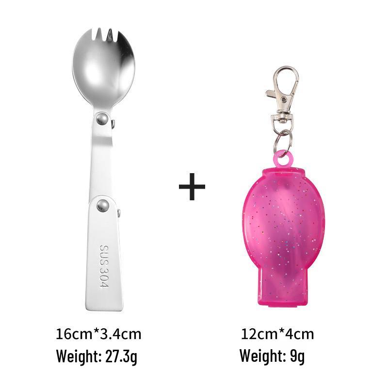 304 Edelstahl Klapplöffelgabel mit Reisebox - Tragbares Outdoor-Picknick-Besteckset.