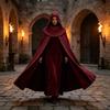 Renaissances Cloak Halloween Medieval Costume Cosplay Hooded Cape for Kids Adult Thin Cape Cloak Gifts