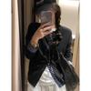 Design sense splicing plaid sweater women's spring new large size wear thin round neck knitted cardigan