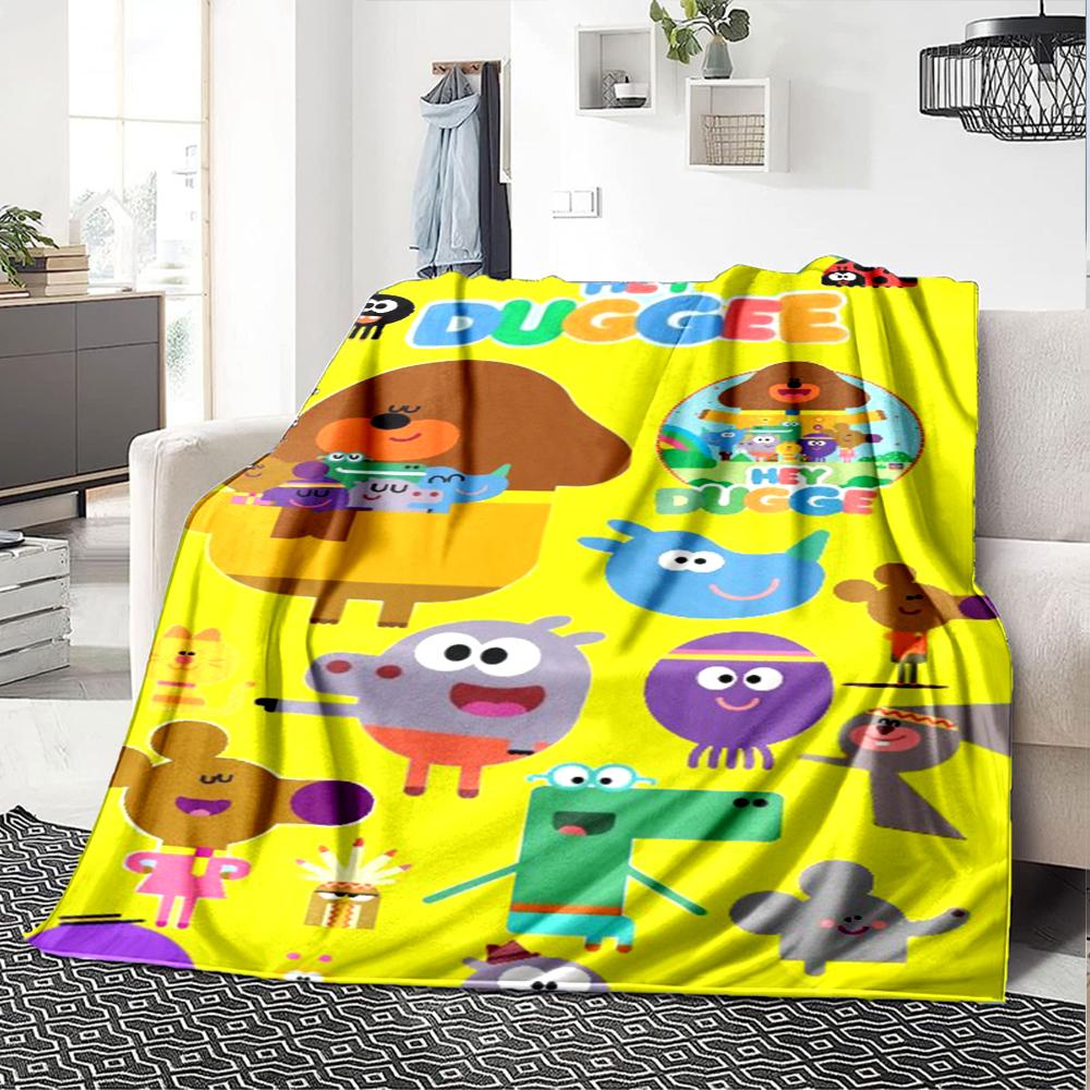 Hey Duggee Theme Printed Blanket - Perfect for Couch, Bed, Travel & Outdoor Use | Machine Washable, Cozy & Durable.