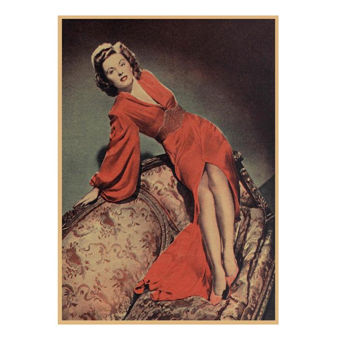 Vintage Sexy Beauty Star Illustration Wall Poster for Bar or Cafe
