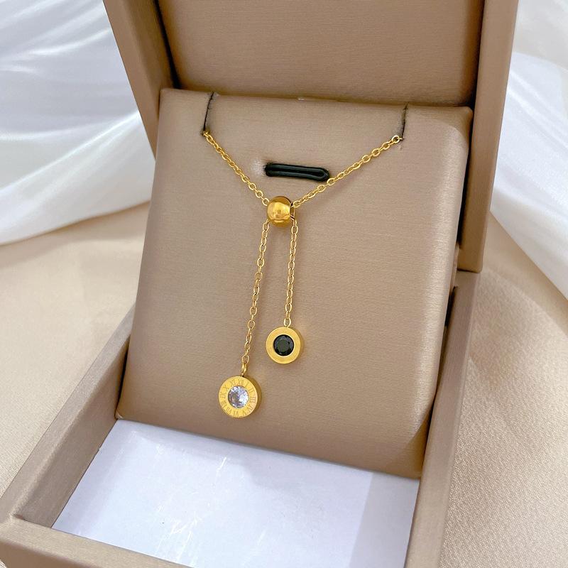 Popular Element Personality Minimalist Wind Furnace Real Gold Necklace Female Collarbone Chain