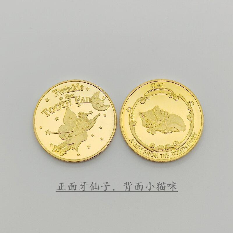 Dental Creative Tooth Fairy Shape Commemorative Coin Gold Plated Souvenir Coin for Children Kids Baby Dentistry Clinic Gifts