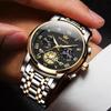 OLEVS Men's Stylish Chronograph Watch Business Analog Waterproof Quartz Gold/Black