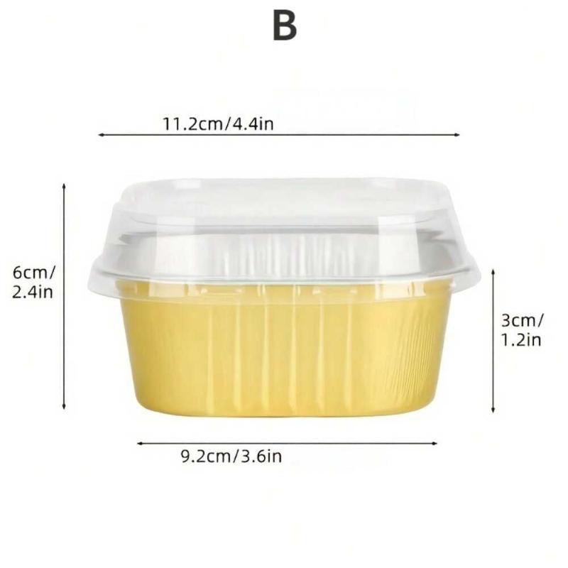 Mini Cake Pans with Lids Aluminum Foil Baking Cups Disposable Paper Cups Kitchen Brownie Pudding Dessert Muffin Cup Holders