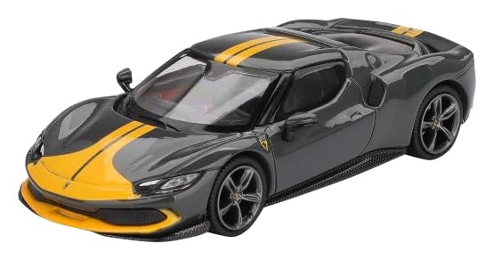 Sunrich BBR Масштаб Ferrari 296 GTB Assetto Fiorano Grigio Scuro Готовый продукт BBRFER64007 1/64 (Серый/Желтый)