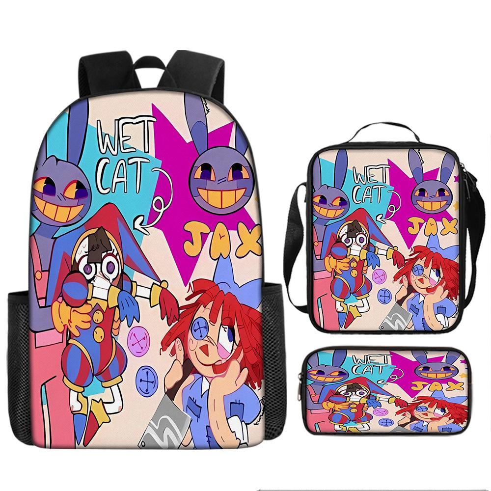 New Roblox Student School Bag Roblox Digital Printing Backpack Three-piece Set Lunch Bag Pencil Case