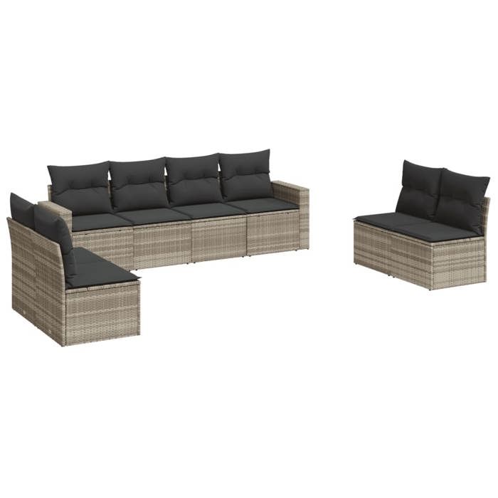 VidaXL Garden Lounge Set with Cushions 8 Pcs, Sofas with Adjustable Feet, Outdoor Furniture Set Patio Terrace, 3218842