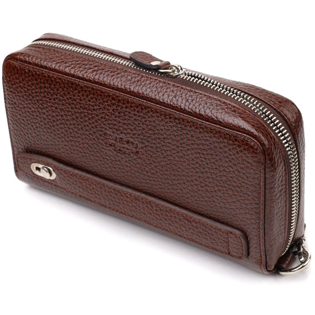 Geräumige Herren-Clutch aus echtem Leder KARYA 21948 Dunkelbraun