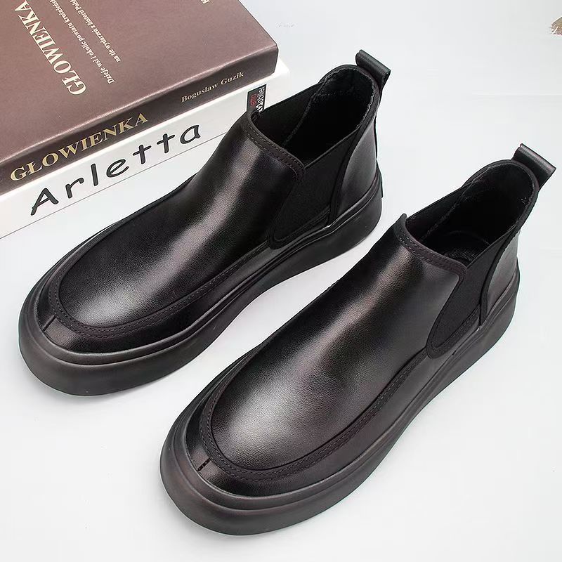 Fashion Elegantes High Top Man Shoes Comfortable Mens Chelsea Boots Casual Leather Ankle Boots Formal Dress Footwear Soft Slip On Botas