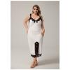 Large Satin Camisole Sleepwear Women's Summer Lace Sexy Slit Nightgown Long Home Outfit