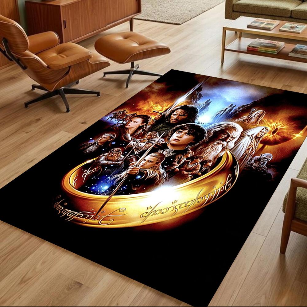 Lord Rings Area Rug Suitable for Entryway Balcony Dormitory Playrooms Anti-slip Rug Anime Office Decor Spiritual Gift