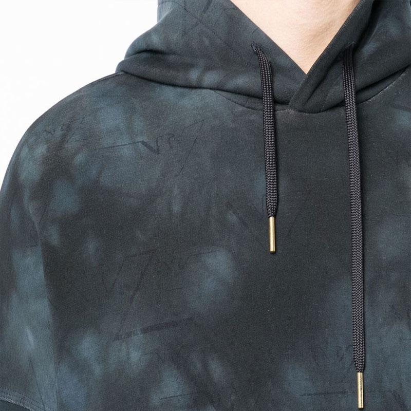 Emporio Armani SS23 Tie-Dye Drawstring Hoodie Men hoodies Blue 3L1MFU-1JHSZ-F640