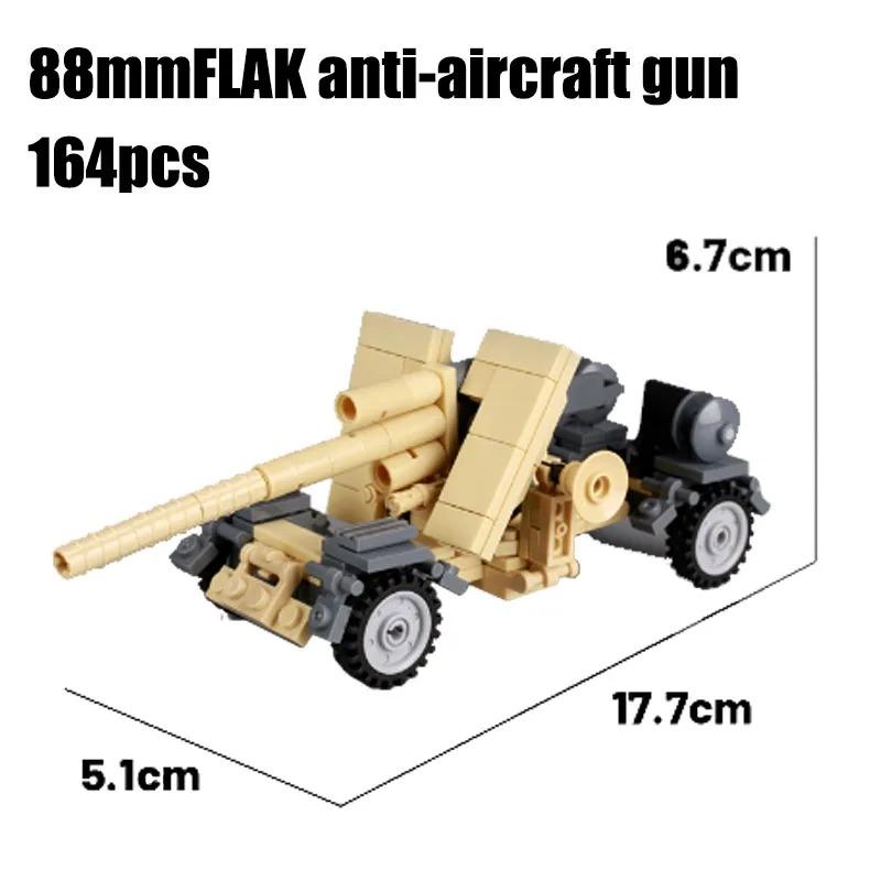 WWW2 Military Building Block 88mm Flak Gun Cannon  Weapons Figure Soldier Machine Gun Mecha Infantry Artillery Mortar Toys K053