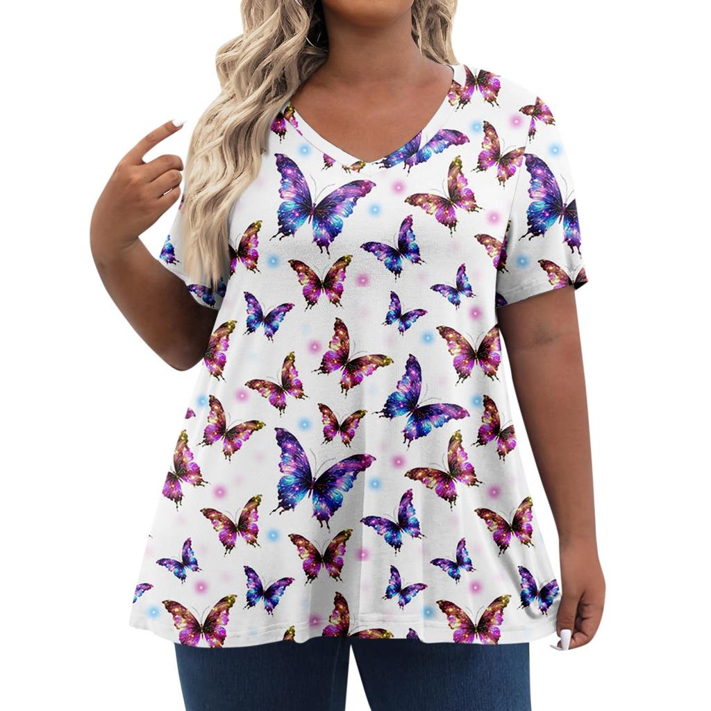 Dámské topy velké velikosti Šortky Košile s rukávem Výstřih do V Neformální oblečení Oblečení Topy s potiskem