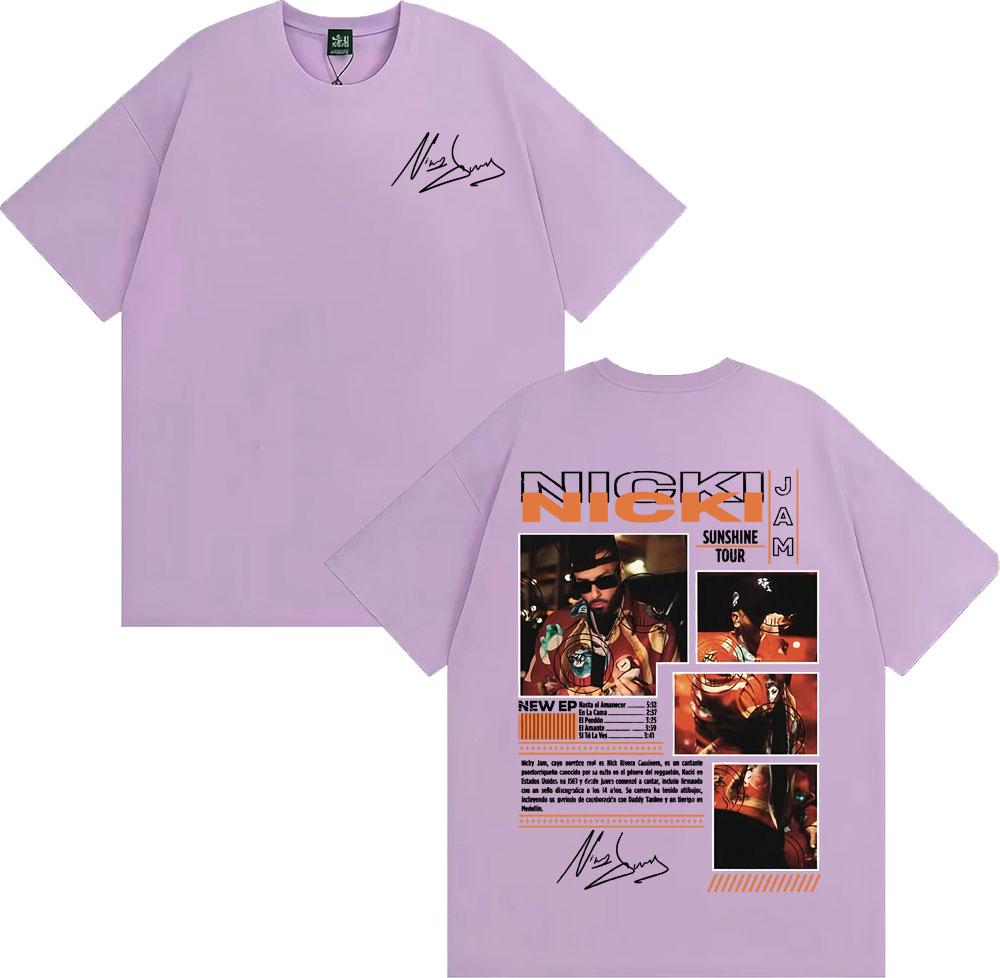 Rapper Nicky Jam Album Sunshine Tour Graphic Tee Shirt Mens Clothing Cotton Short Sleeve Tshirt Fashion Hip Hop Retro T Shirts