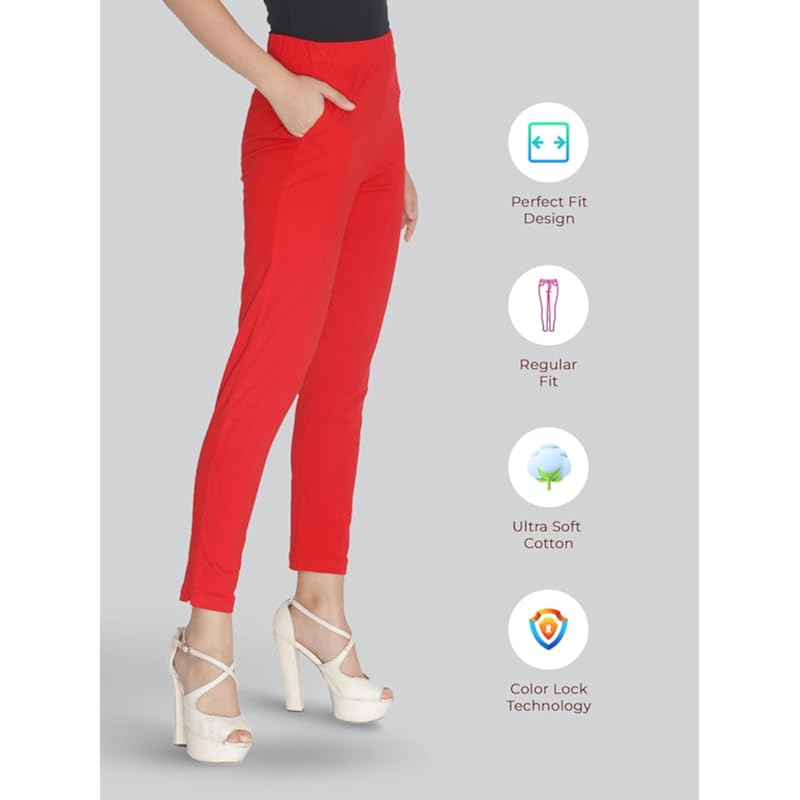 Lyra Women Solid Premium Cotton Kurtipant | Mid-Waist | Fashionwear