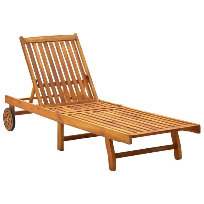 VidaXL Chaise longue de jardin avec coussin Bois d'acacia solide 3061348