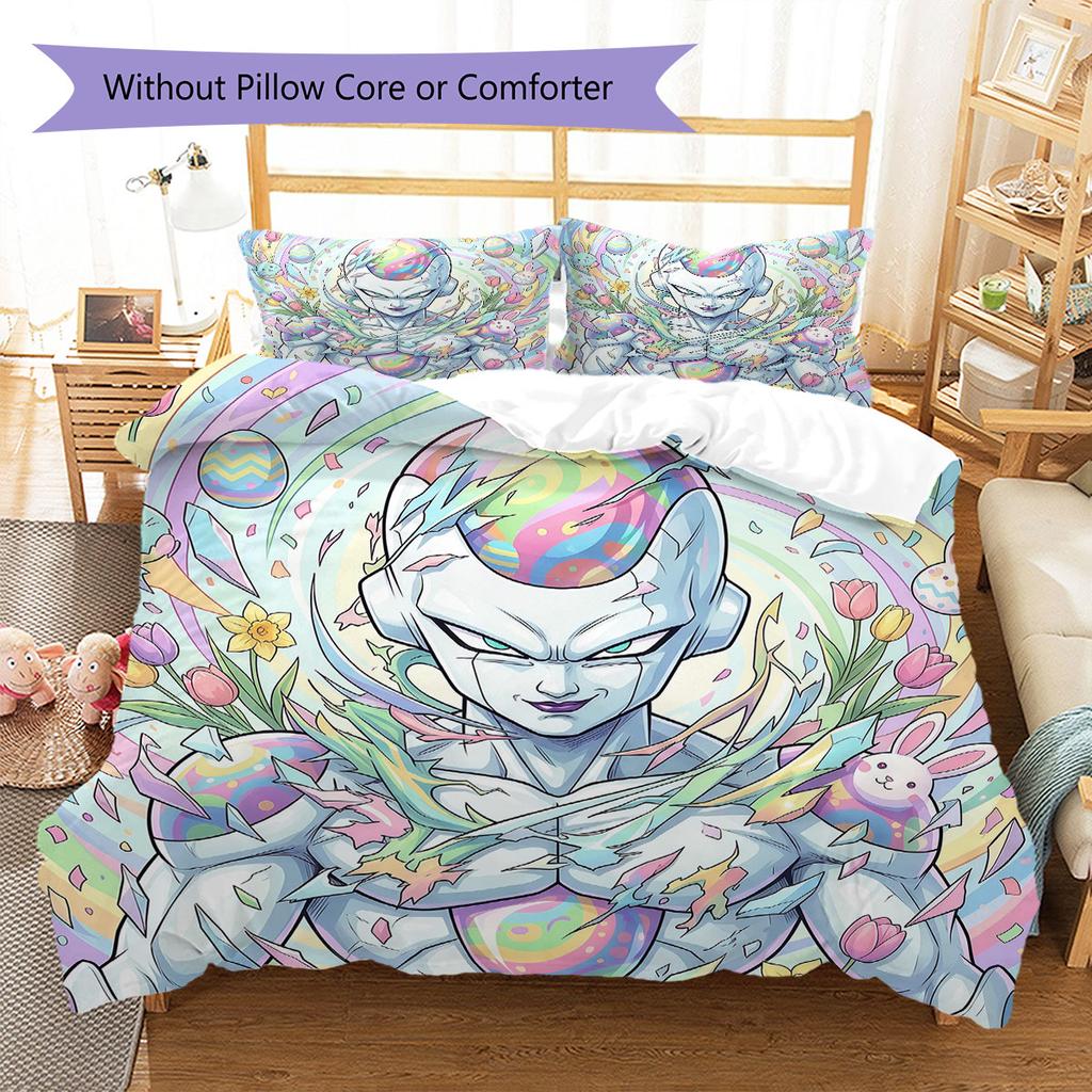 Easter Frieza Pattern Bedding Quilt Set Quilt Cover Pillowcase Home Decoration Birthday Gift (1 * duvet cover + 2 * pillowcase, without core)