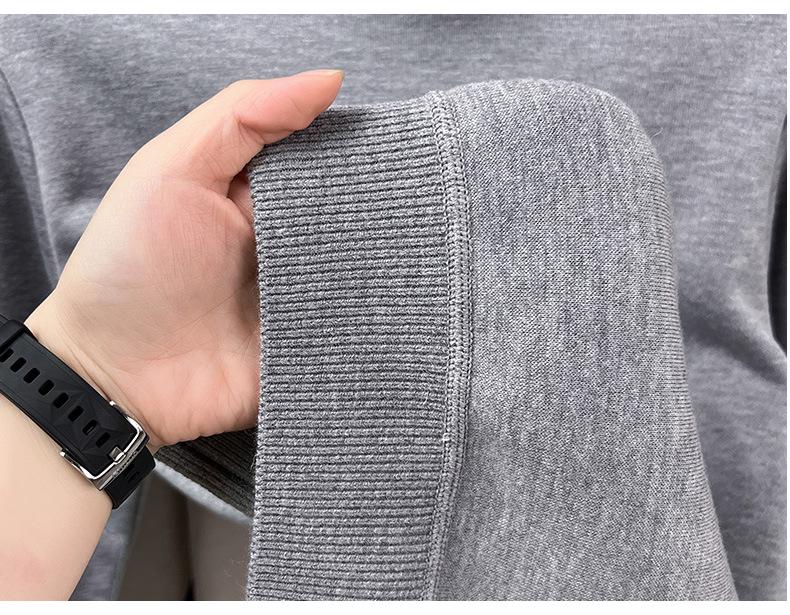 Men's Thick Velvet Wool Sweater - Machine Washable High Neck, Autumn/Winter, 550g Warm Base Layer