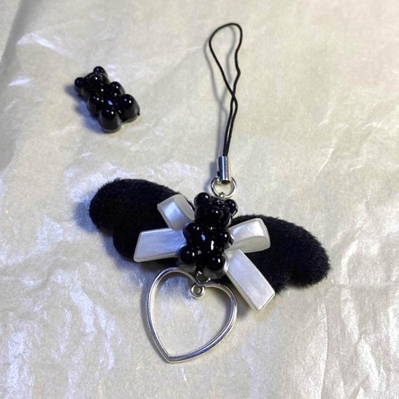 Stylish Angel Wing Phone Lanyard Punk Style Heart Pendant Backpack Decorations