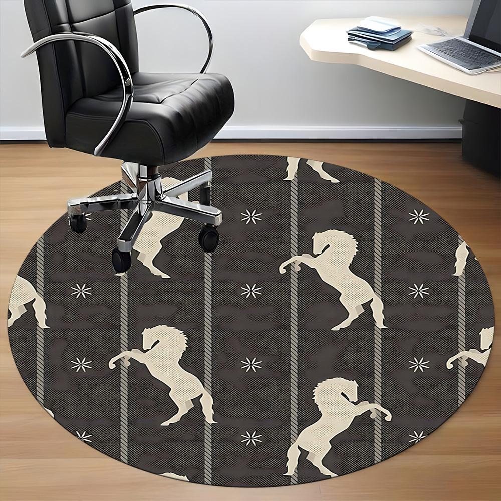 1pc Horse Pattern Office Round Area Rug, Under Office Chairs Bedroom Living Room Home Decor, Room Deco
