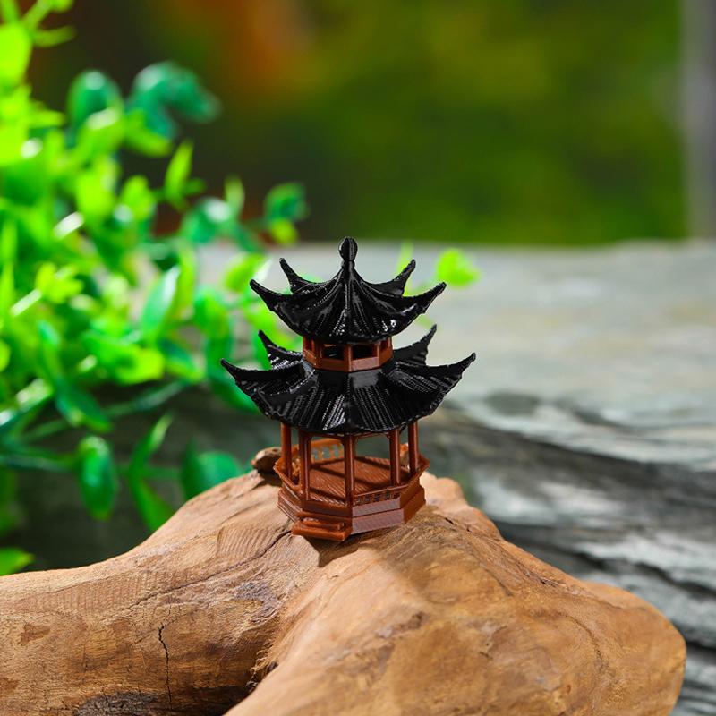 Mini Pagodestatue Modell av gammel bygning Paviljongdekorasjoner Simuleringsstatue Zenhage Akvarium Bonsai Dukkehusdekor