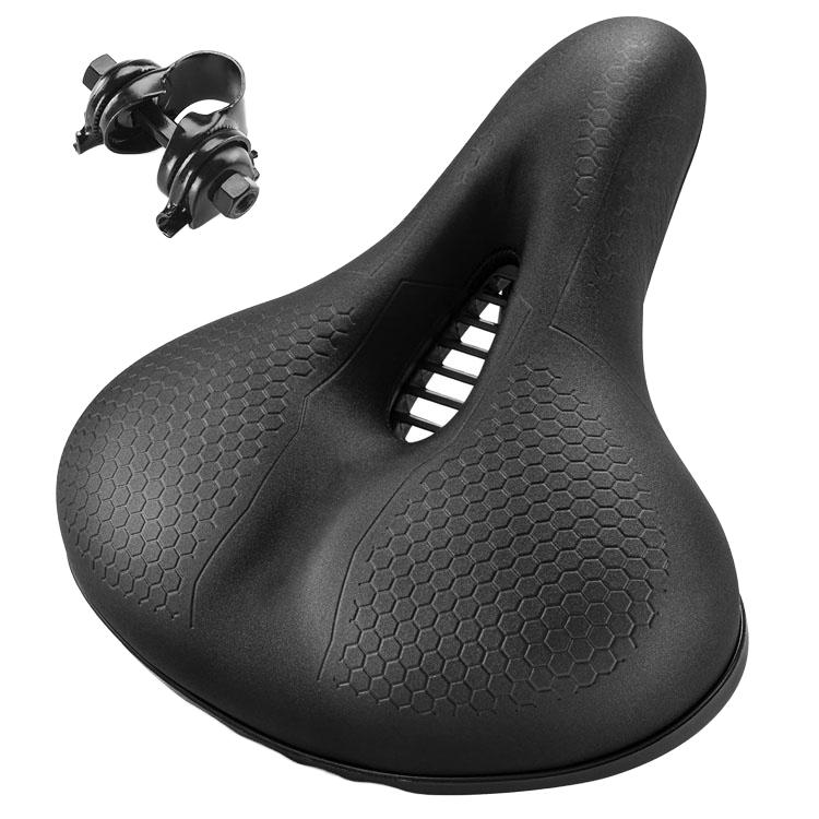 HONGTENG Comfort Bike Saddle Three Designs Wide Bicycle Seat Clamp Soft Leather Plastic Massage for Road Cycling Bikes