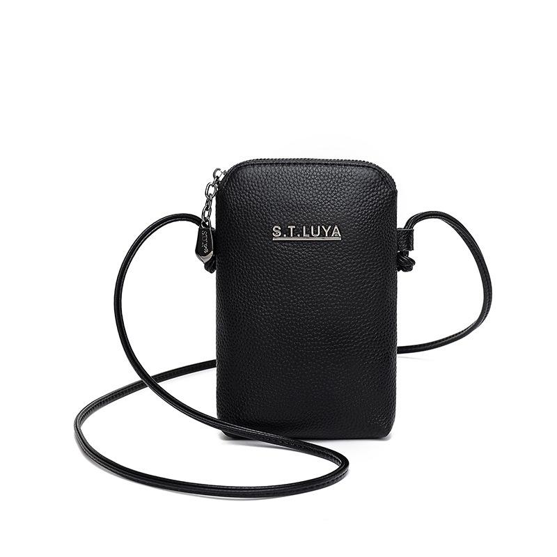 

The first layer of cowhide mobile phone bag women s bag new trendy simple casual shoulder messenger bag delivery чорний