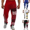 Pantaloni da uomo larghi dritti a vita media con cavallo profondo, stampa digitale, per jogging, morbidi, con elastico in vita, pantaloni da uomo per palestra
