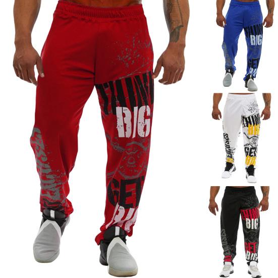 Pantaloni da uomo larghi dritti a vita media con cavallo profondo, stampa digitale, per jogging, morbidi, con elastico in vita, pantaloni da uomo per palestra