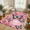 Schmetterling Thema Kristall Samt Teppich Personalisierter Benutzerdefinierter Name Text Weiche Bodenmatte Heimdekoration