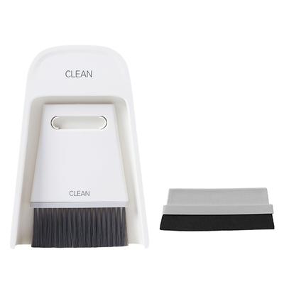 Set Mini Scopa Paletta Portatile Domestico Spazzola per Pulizia Scrivania Panno Strumento per Pulizia Kit Grigio Bianco