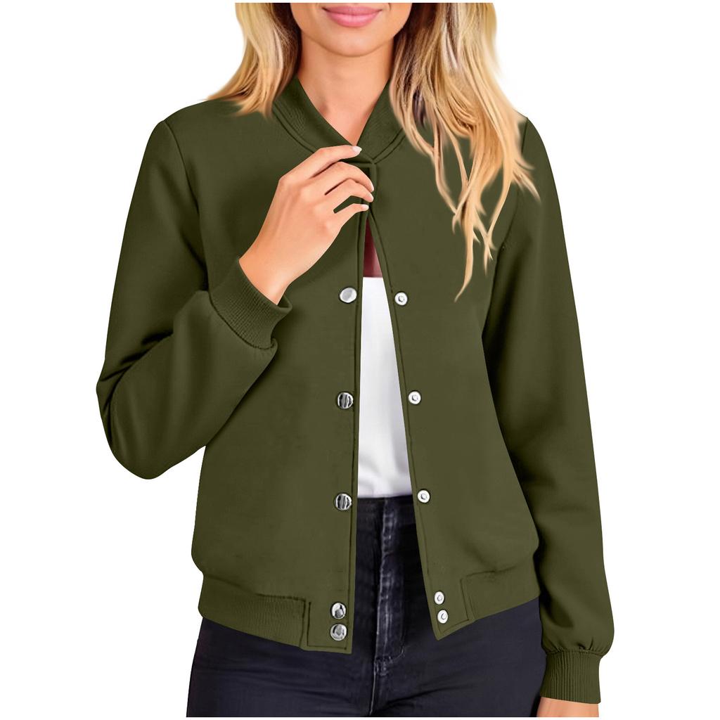 Women's Casual Loose Fit Long Sleeve Hoodie Jacket with Stand Collar for Street