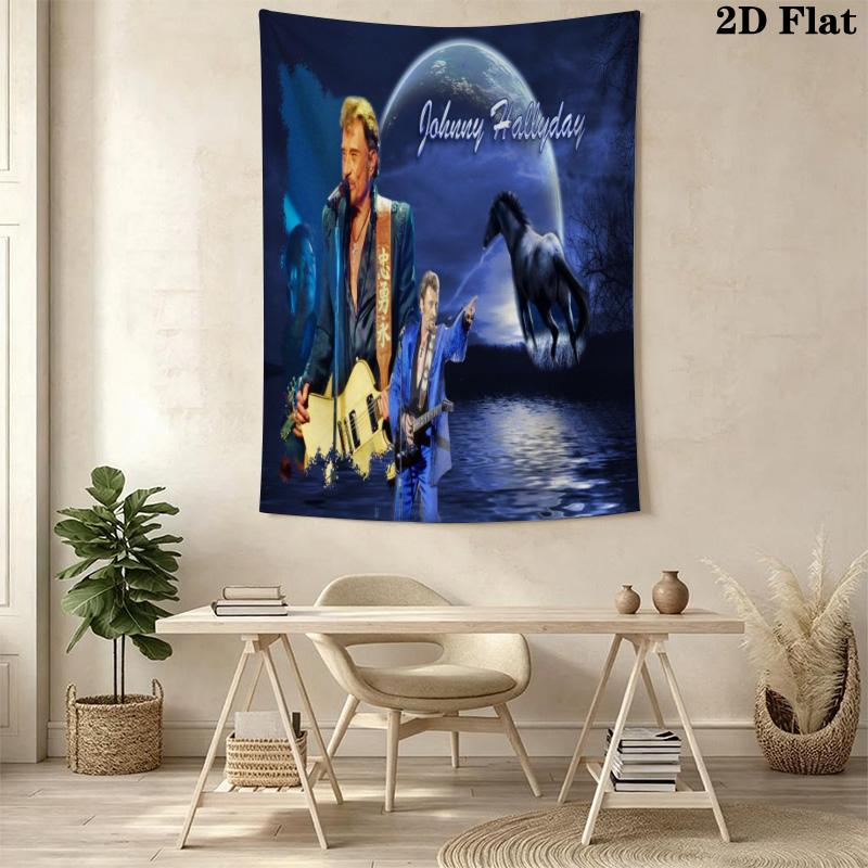 Johnny Hallyday Live Concert Poster Tapestry Fashion Print Background Cloth Background Wall Hanging Cloth Background Cloth Work Of Art