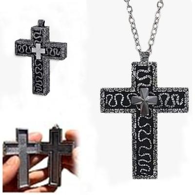With Secret Compartment Cross Pendant Necklace Openable Charm Jewelry Chain Pendant Necklace