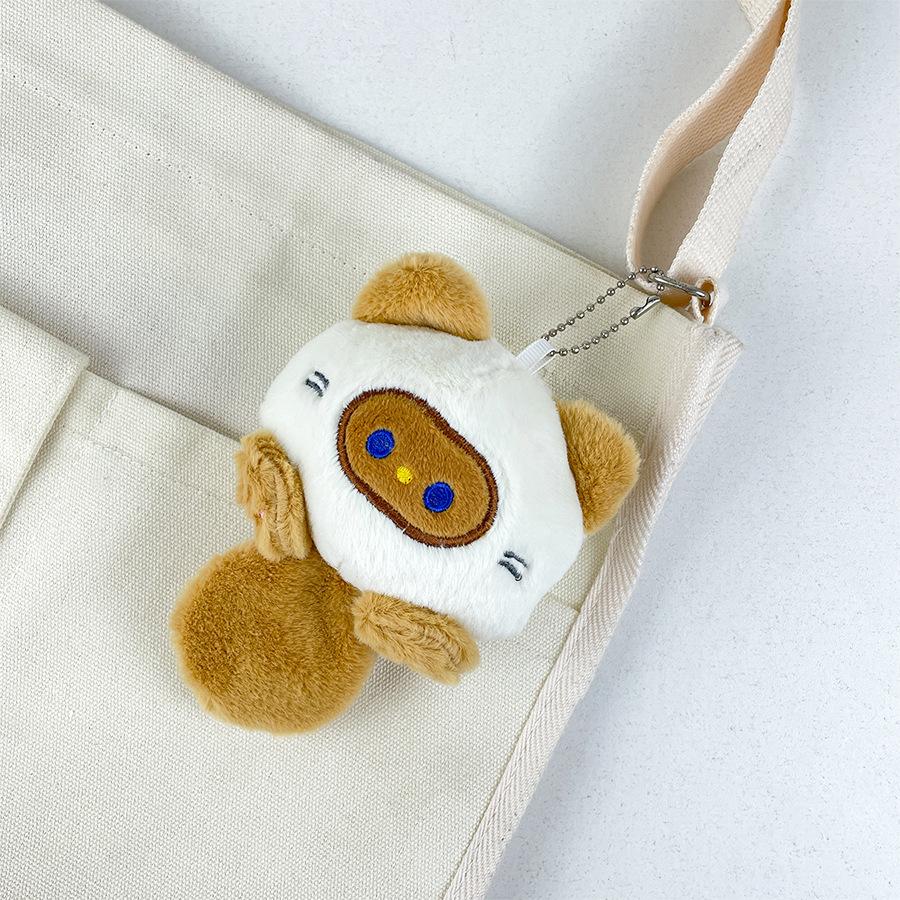 Cute Squeaky Long Tail Cat Pendant Keychain Pendant Cute Unzipped Cat Plush Doll Children's Gift