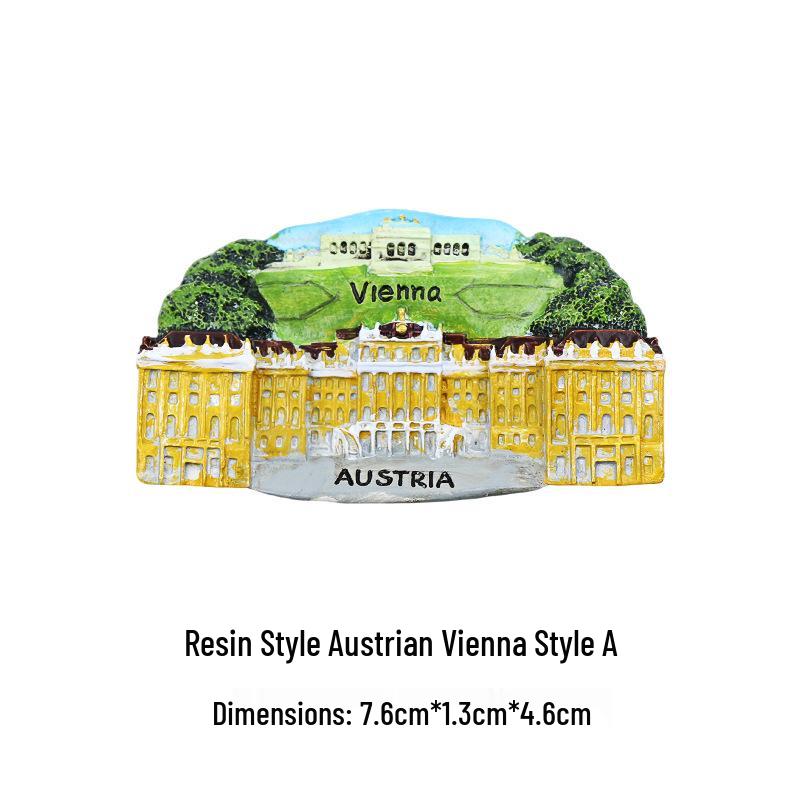 Austrian 3D Resin Fridge Magnet - Vienna & Salzburg Creative Souvenir
